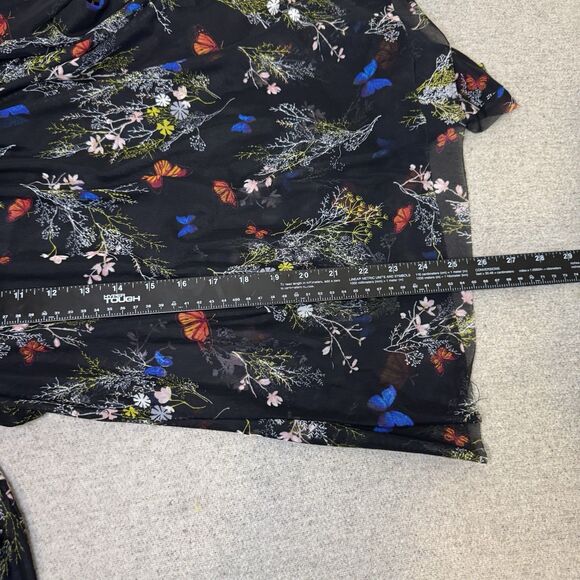 Babydoll Top L Petite Black Sheer Butterfly Stretch Flowy Y2K Goth Fairy Witchy - Picture 6 of 8